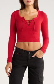 BDG Urban Outfitters Knockout Long Sleeve Tie Front Crop Top