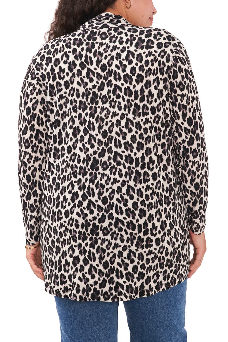 Leopard Open Front Knit Cardigan, Alternate, color, DARK PEWTER