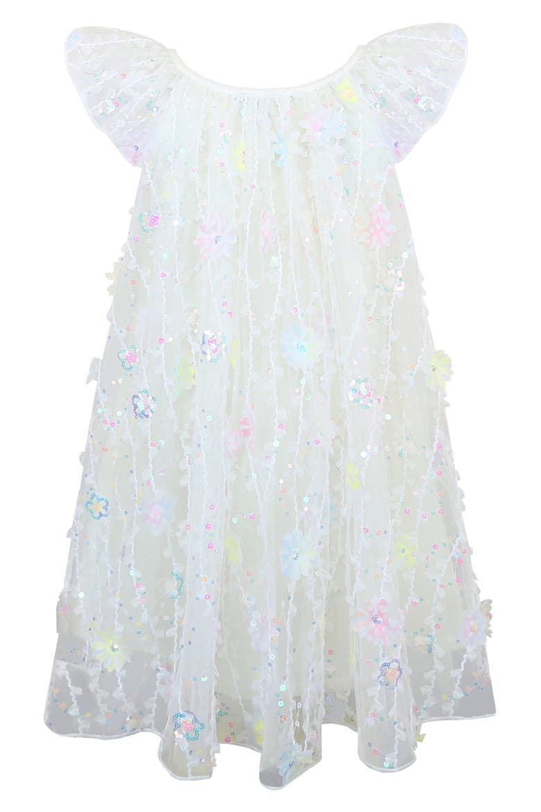 Kids' Sequin & Floral Appliqué Float Dress, Alternate, color, IVORY