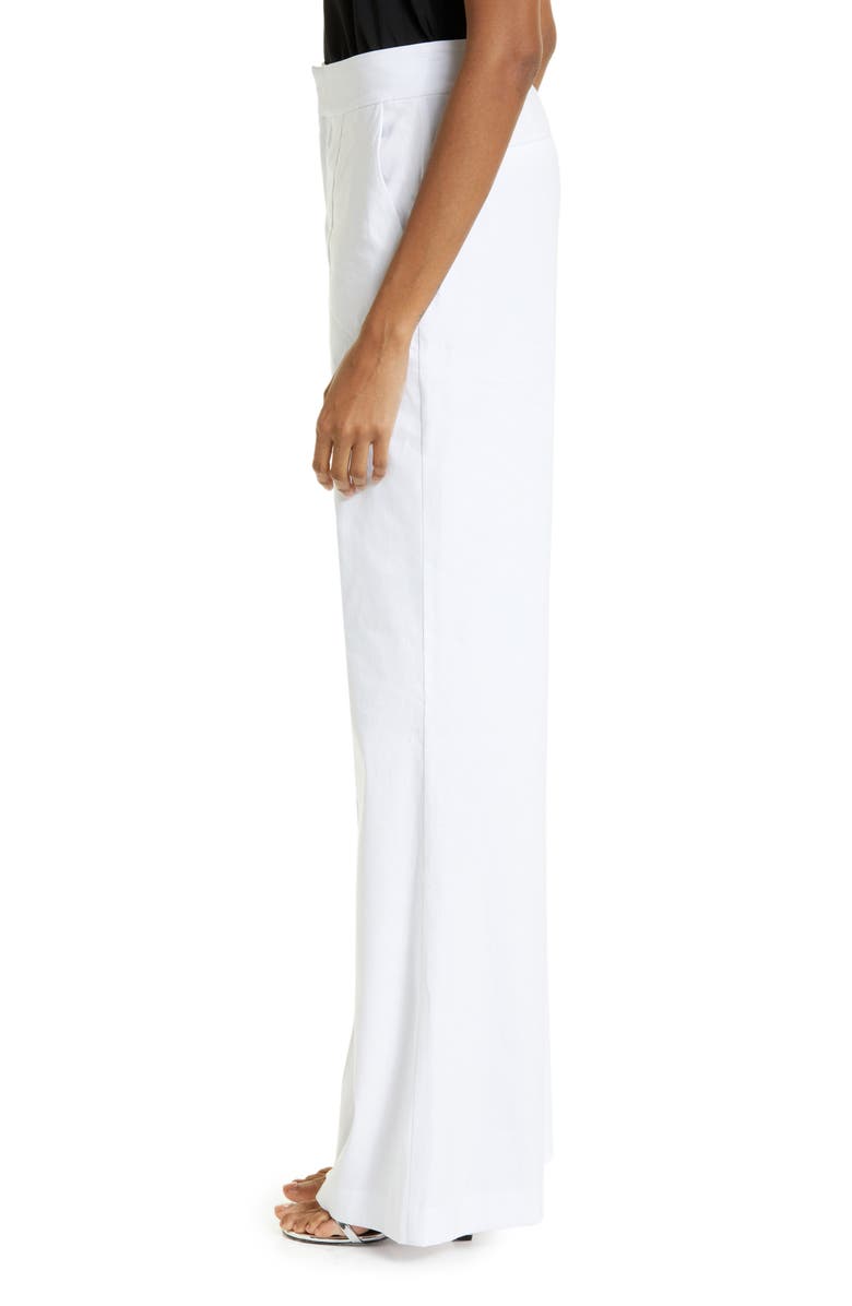 Alice + Olivia Dylan Wide Leg Linen Blend Pants, Alternate, color, White