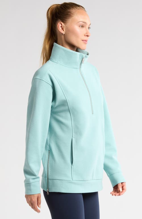 Zella Half Zip Fleece Ottoman Pullover In Teal Aquifer