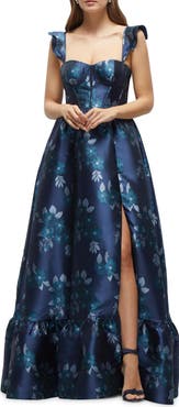 Dessy Collection Baroque Rose Structured Bodice Gown