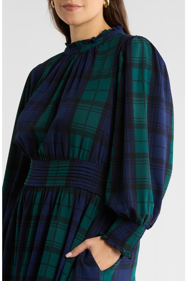Hudson Caitlyn Plaid Long Sleeve Maxi Shirtdress, Alternate, color, NAVY-GREEN-MULTI
