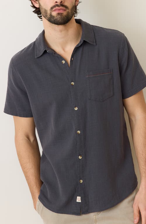 Marine Layer Classic Solid Short Sleeve Stretch Cotton Selvage Button-up Shirt In Black