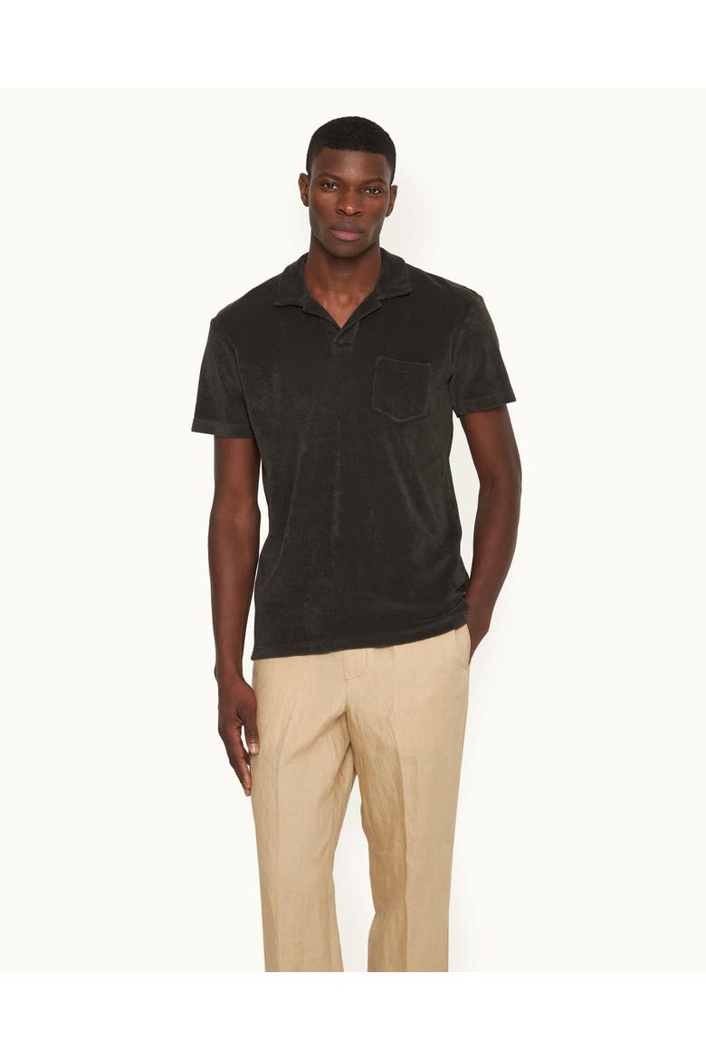 Terry Towelling Tailored Fit Towelling Polo Shirt, Main, color, Smoked Tea