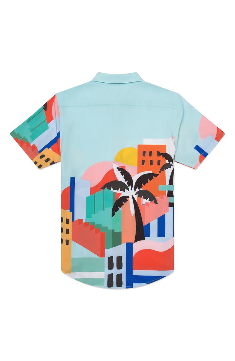 MAVRANS Tailored Fit Havana Waterproof Short Sleeve Performance Button-Up Shirt, Alternate, color, Blue