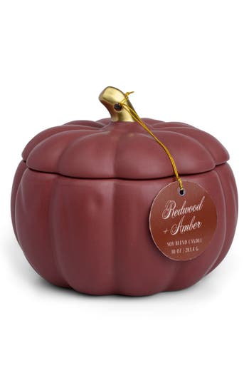 Paddywax Ten-ounce Ceramic Pumpkin Candle In Red