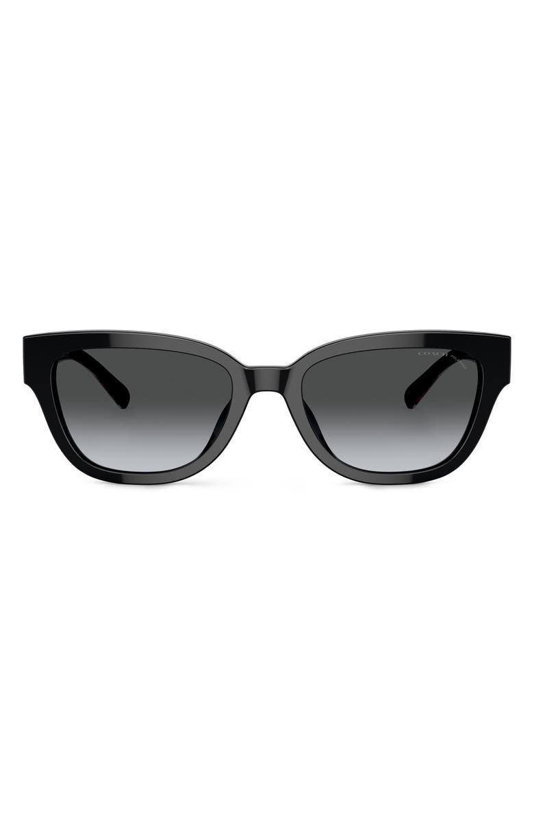 COACH 54mm Gradient Polarized Butterfly Sunglasses, Main, color, Black
