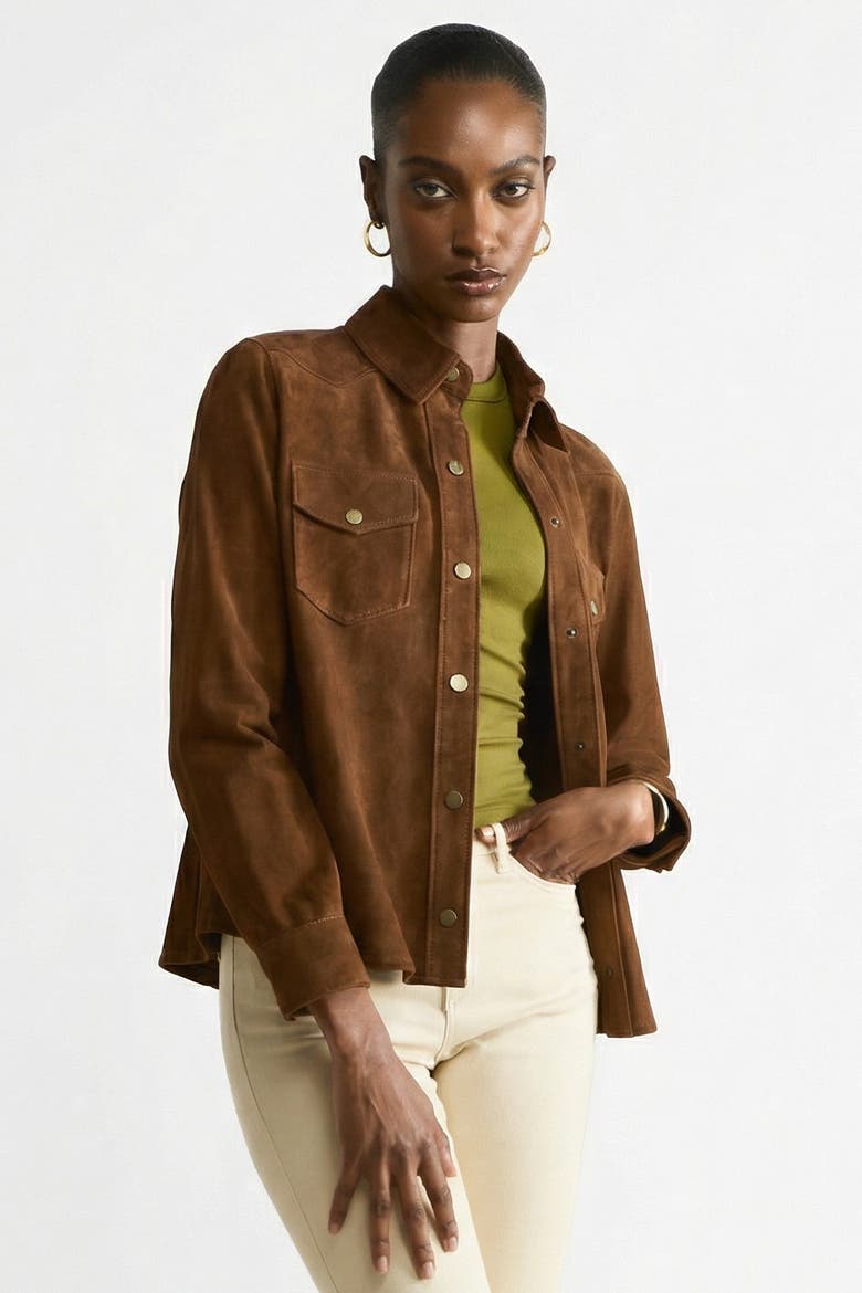 Juliet Suede Shirt, Main, color, Chestnut