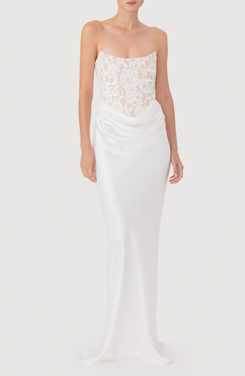 Blair Lace Bodice Strapless Gown