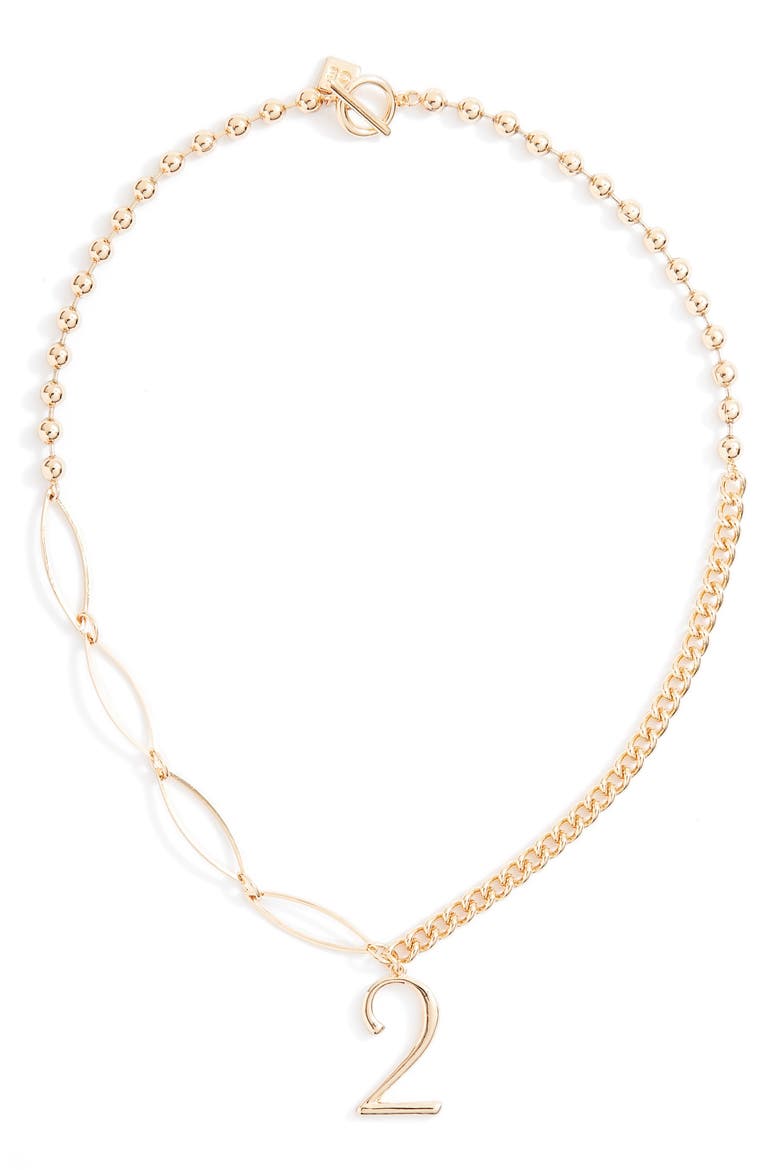 Lucky Number Pendant Necklace, Main, color, GOLD- 2