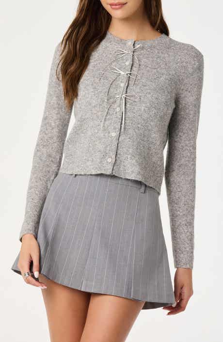 ASTR the Label Satin Bow Knit Cardigan