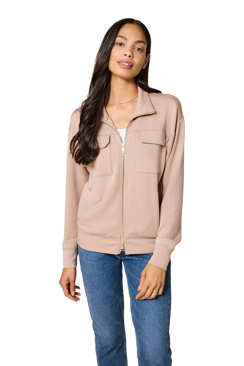 DreamTech Double Zip Bomber Jacket, Alternate, color, Coco