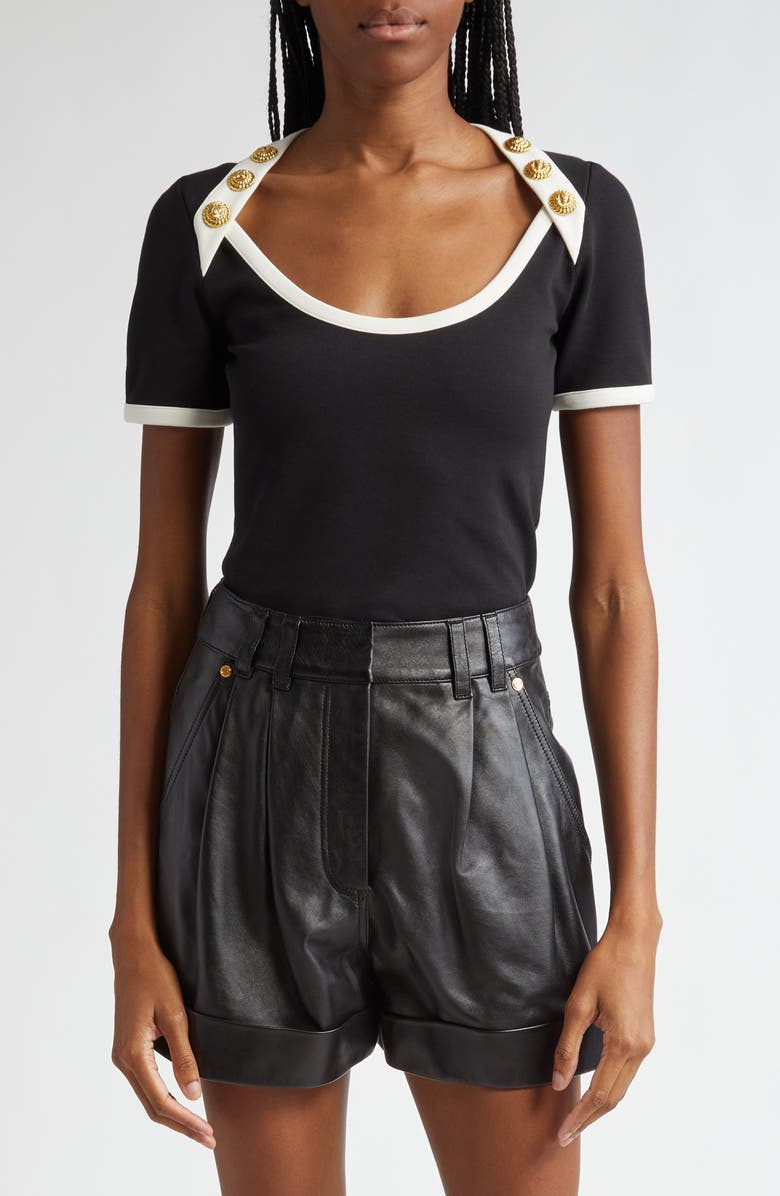 Balmain Button Detail T-Shirt, Main, color,