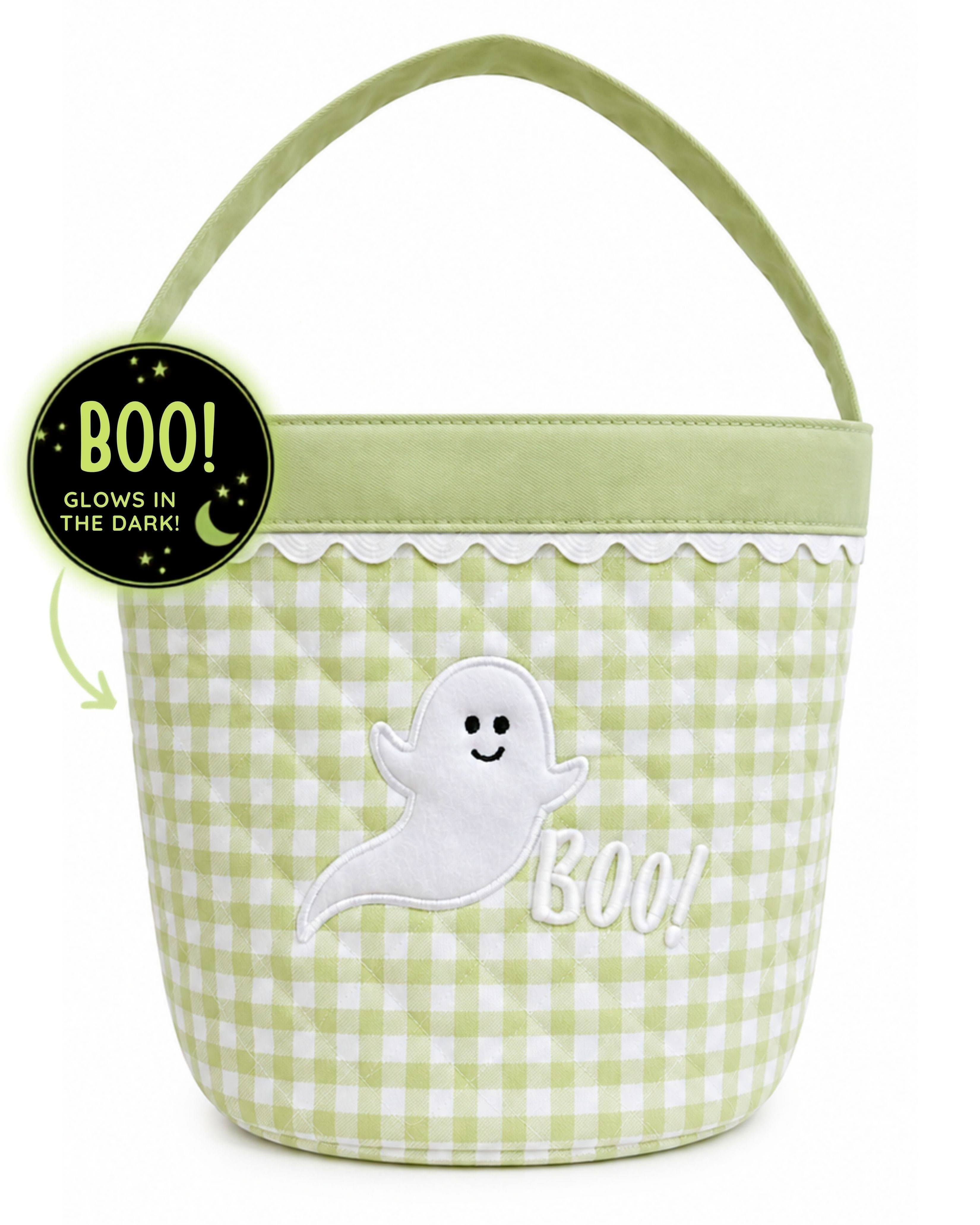 Glow-in-the-Dark Ghost Trick-or-Treat Tote, Alternate, color, Green/White