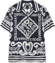 Dolce&Gabbana Marina Print Silk Twill Button-Up Shirt