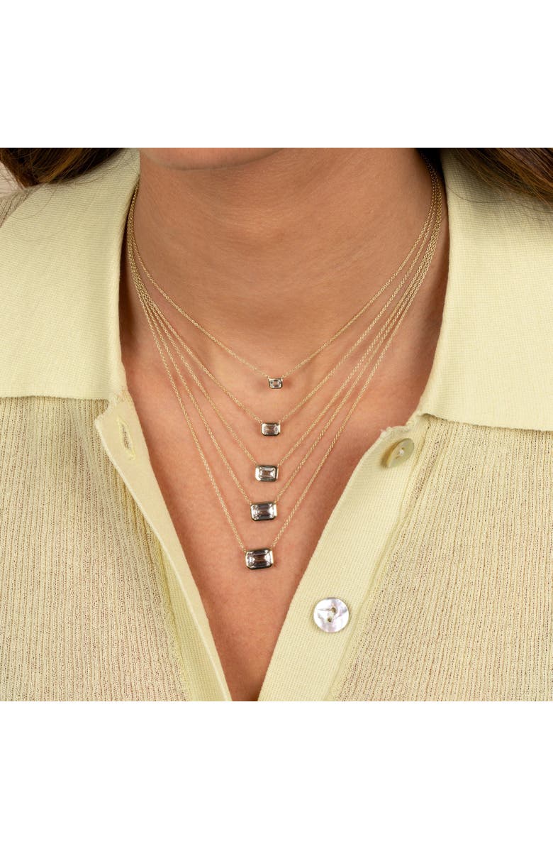 BY ADINA EDEN Lab Grown Diamond Emerald Bezel Necklace 14K, Alternate, color, 14K White Gold - 2 Carat