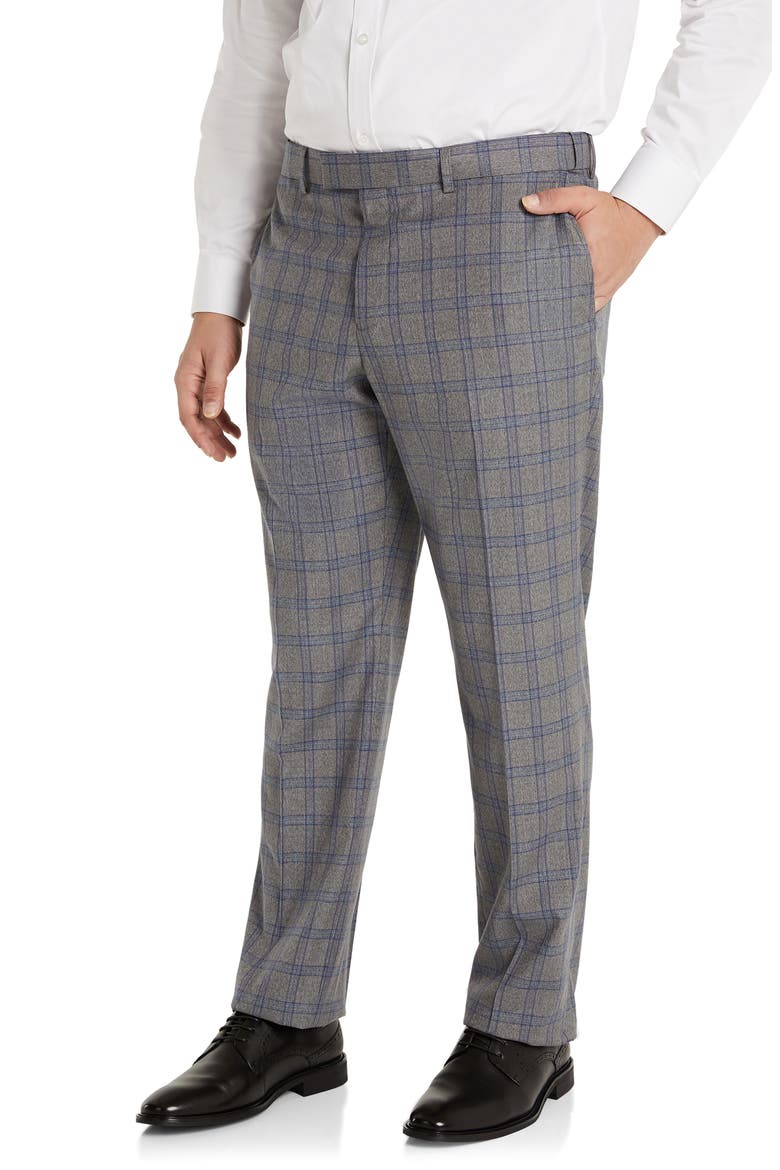 Patterson Windowpane Plaid Stretch Dress Pants, Main, color, GREY
