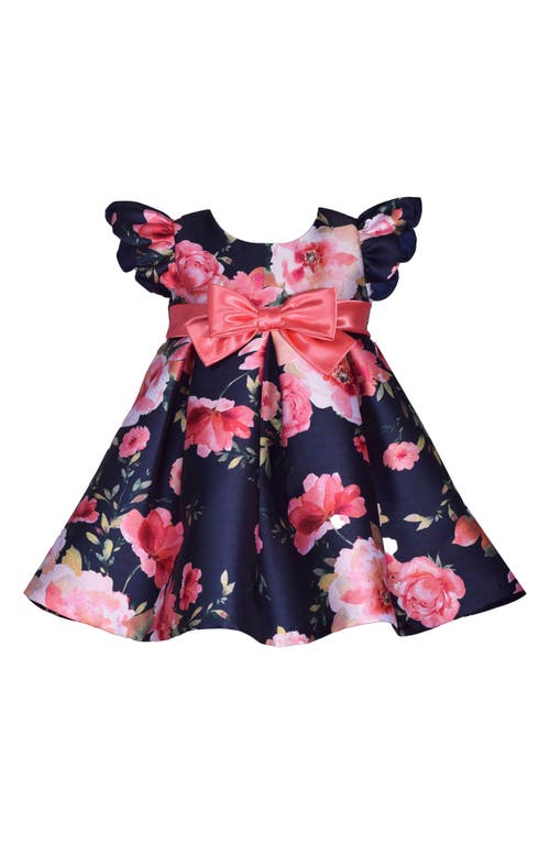 Iris & Ivy Floral Ruffle Party Dress in Navy 