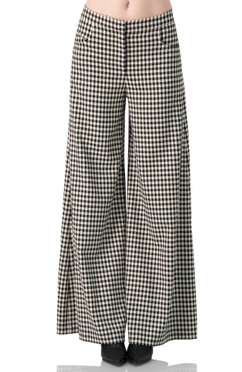 Wide-Leg Houndstooth Pants