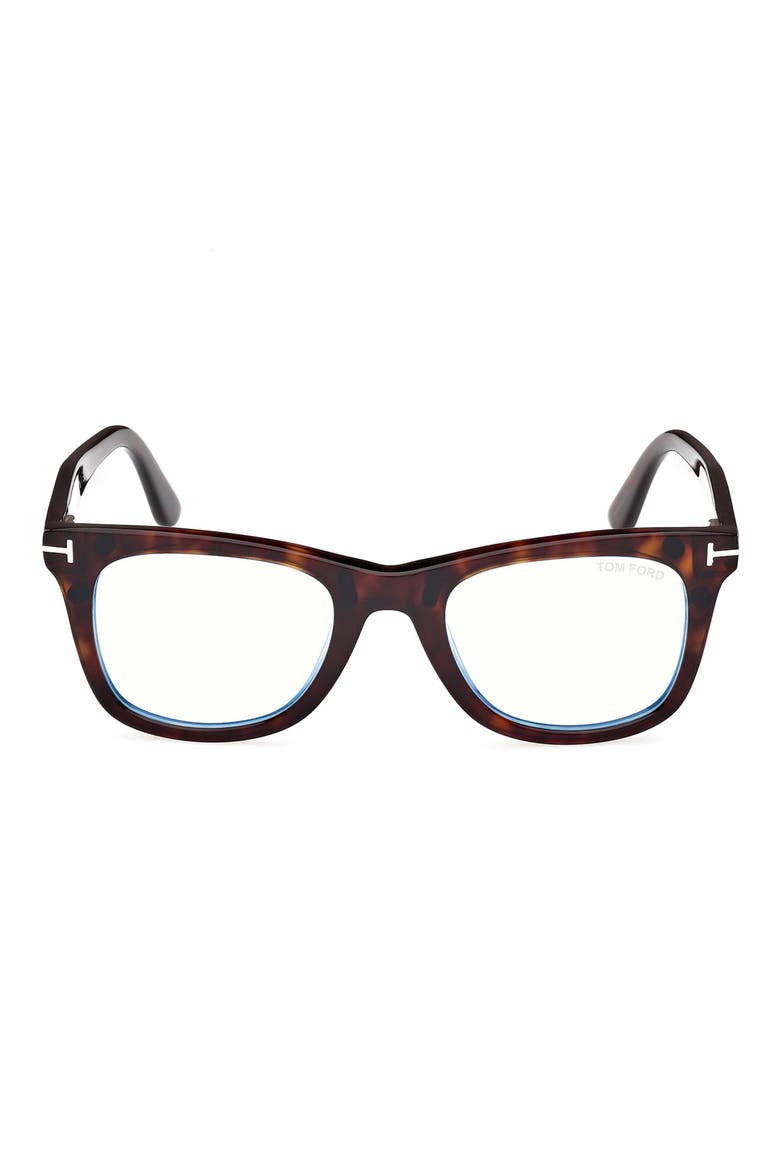50mm Square Blue Light Blocking Optical Glasses, Main, color, HAVANA ECO / T LOGO