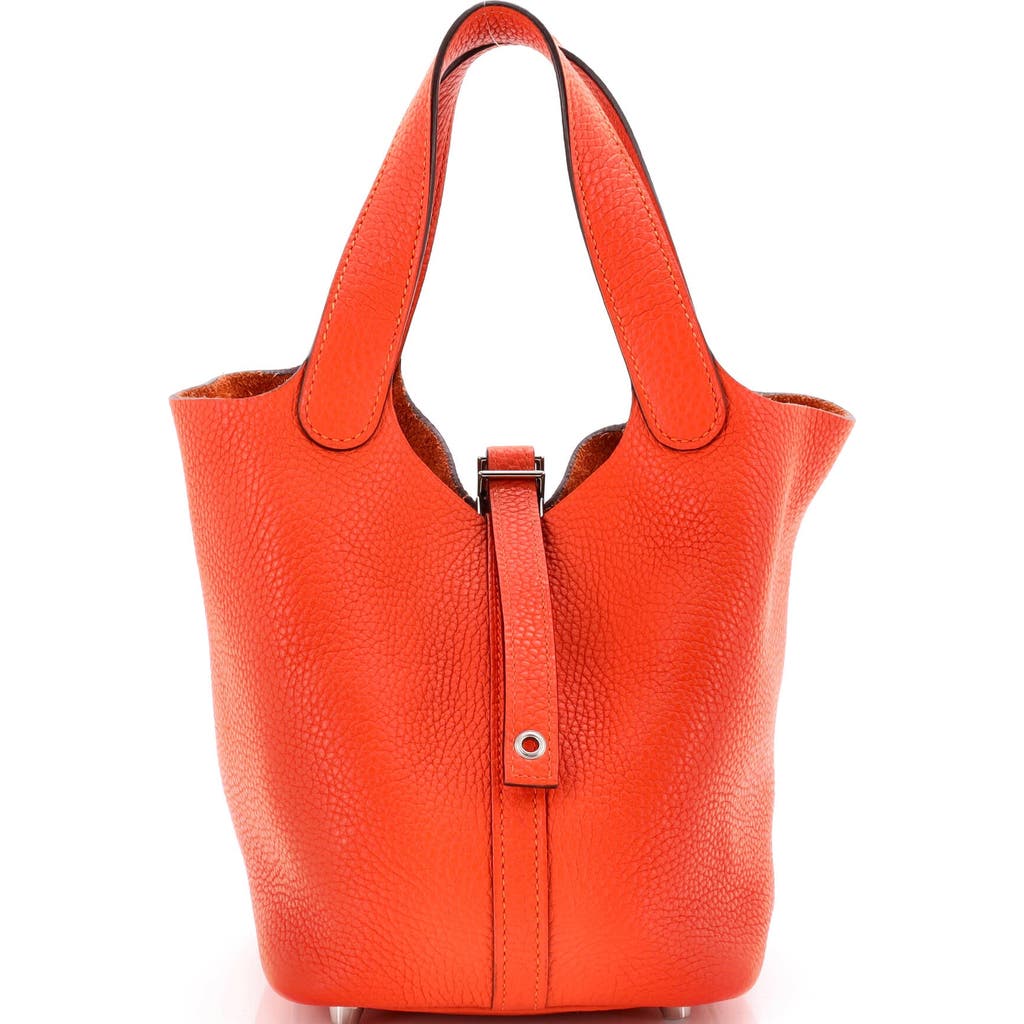 Pre-owned Hermes Hermes Picotin Lock Bag Clemence Pm In Orange