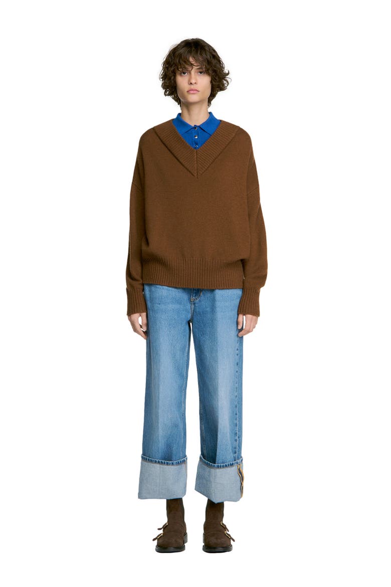 2-in-1 wool and cashmere sweater, Main, color, Camel