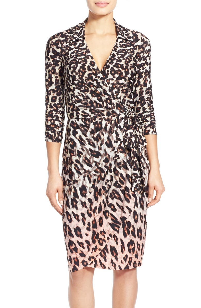 Maggy London Leopard Print Wrap Dress, Main, color,