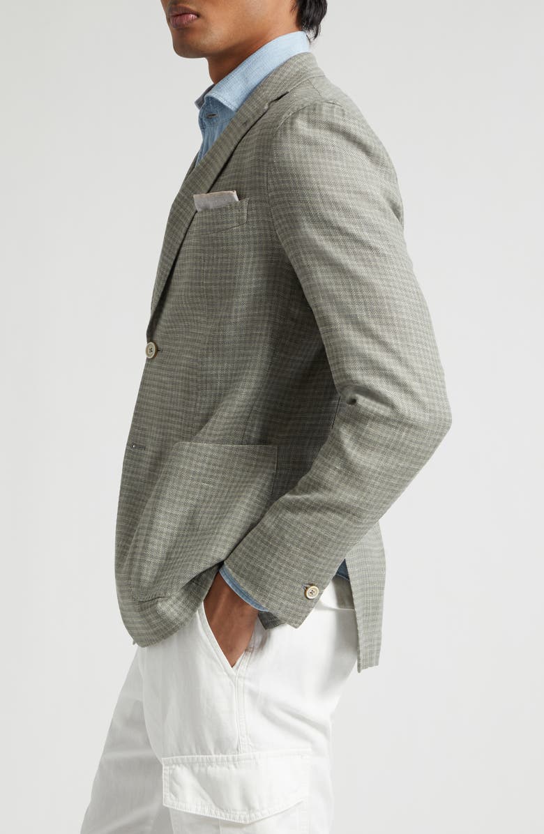Eleventy Check Linen & Wool Blend Sport Coat, Alternate, color, 07 Military Green