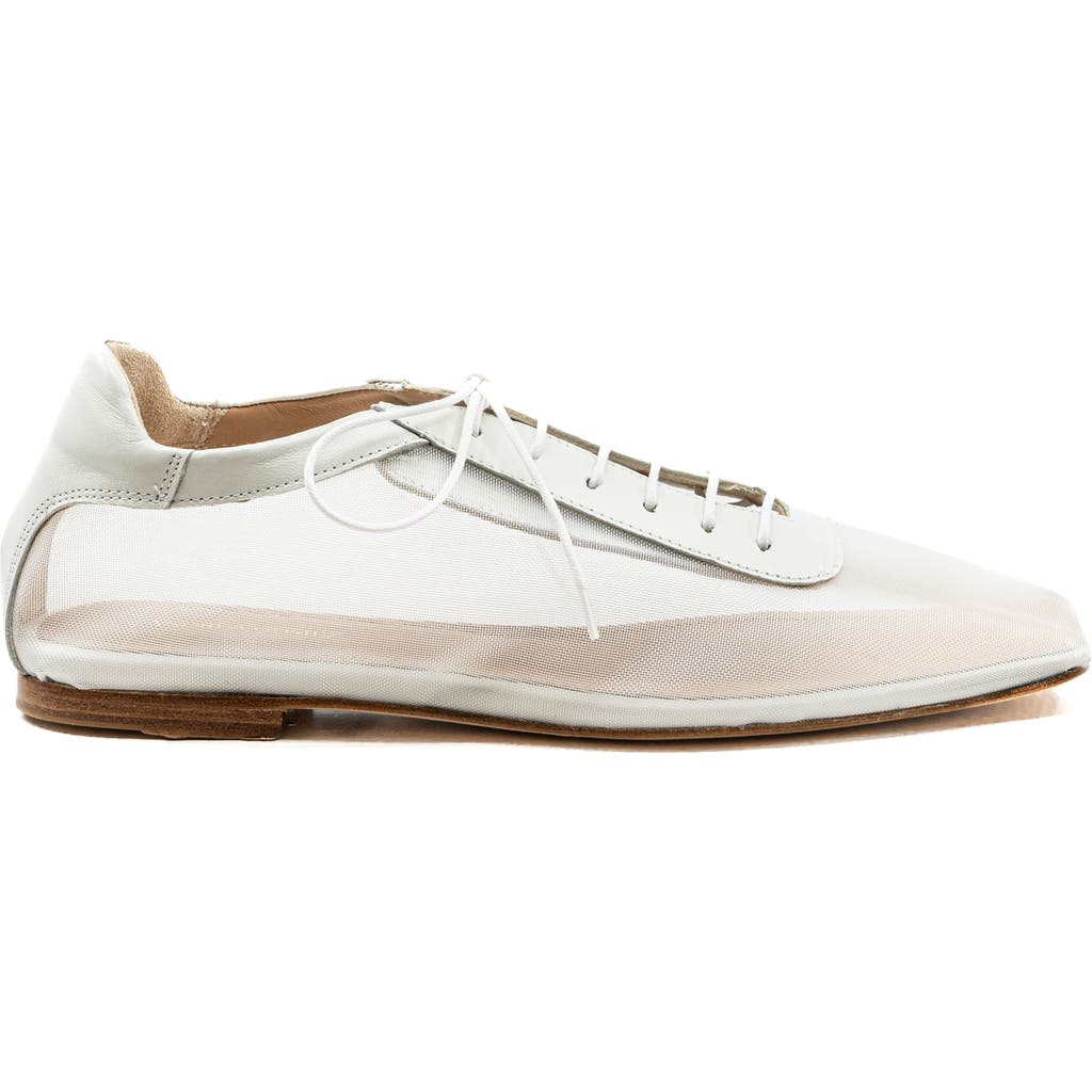Andrea Gomez Antonia Leather-mesh Oxford Flats In White