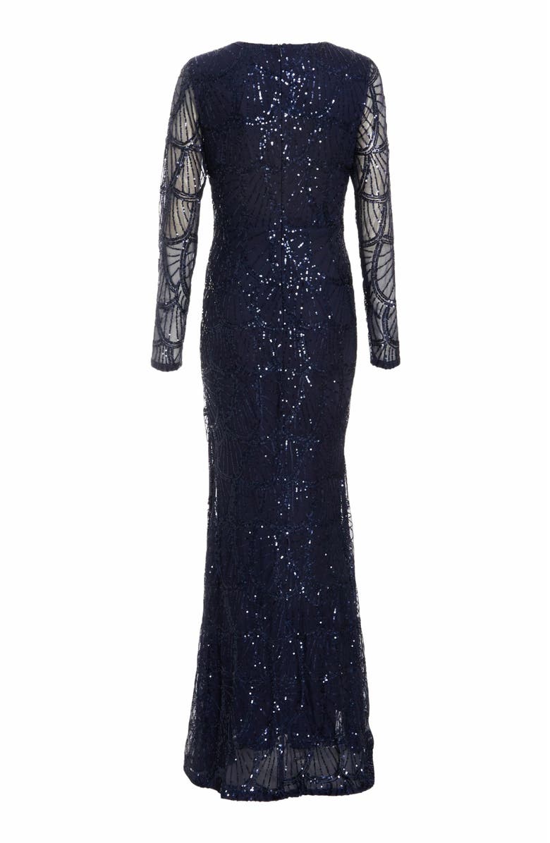 QUIZ Plus Size Sequin Long Sleeve Maxi Dress, Alternate, color, 