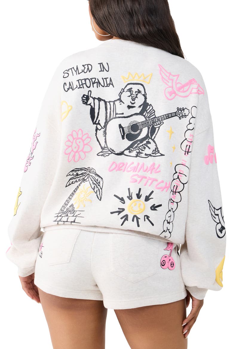 Graphic Logo Sweatshirt, Alternate, color, HEATHER OATMEAL