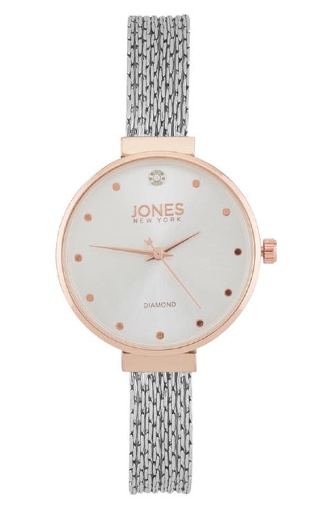 Diamond Two-Tone Quartz Mesh Bracelet Watch, 36mm