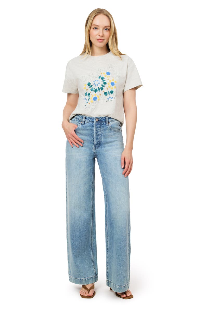 Scotch & Soda Dyed Boxy Crop Graphic T-Shirt, Alternate, color, Gray Mel Pigment