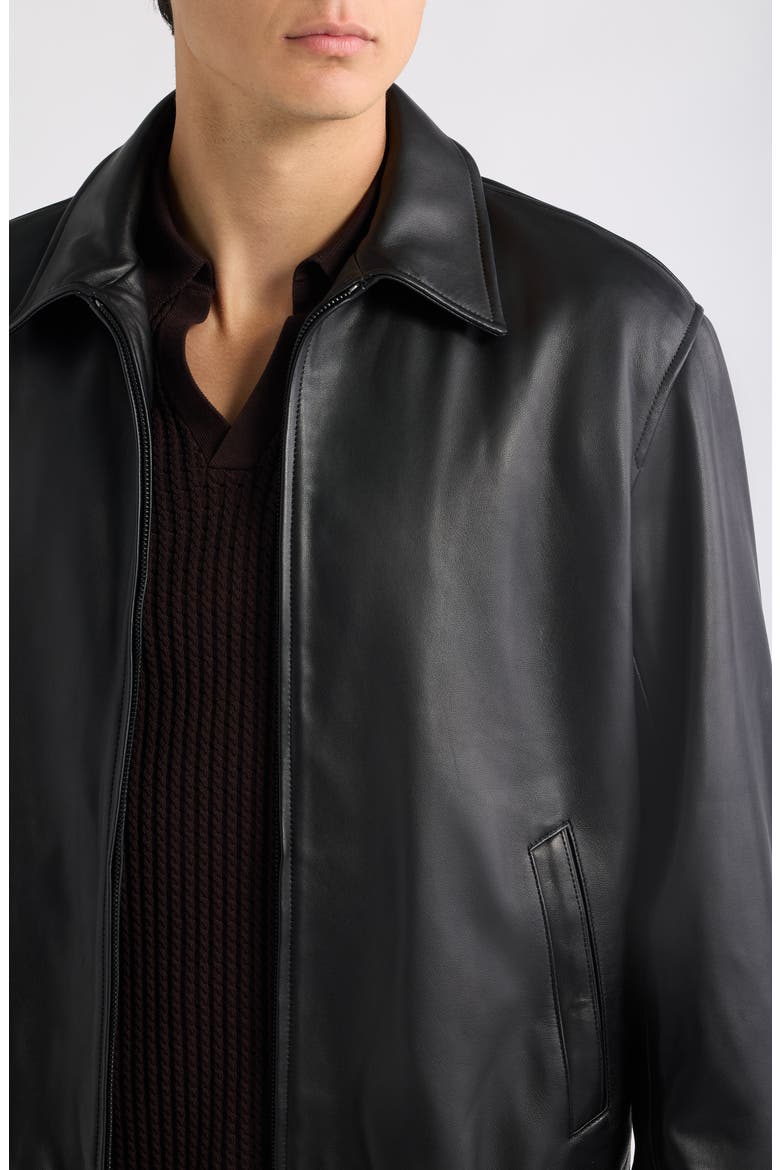 Harrington Leather Jacket, Alternate, color, BLACK