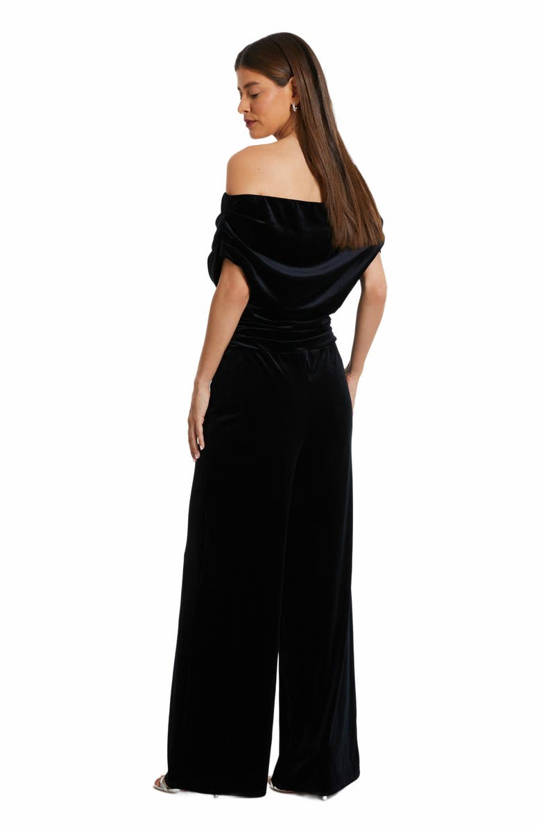 QUIZ Bardot Velvet Jumpsuit, Alternate, color, 