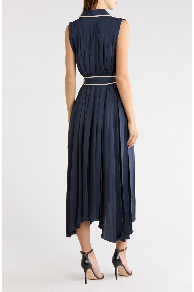 Kenneth Pleated Sleeveless Shirtdress, Alternate, color, NAVY