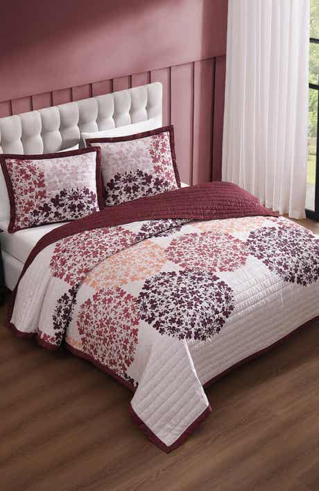 Bebejan Rosewood Harmony Cotton Reversible Quilted Coverlet Set