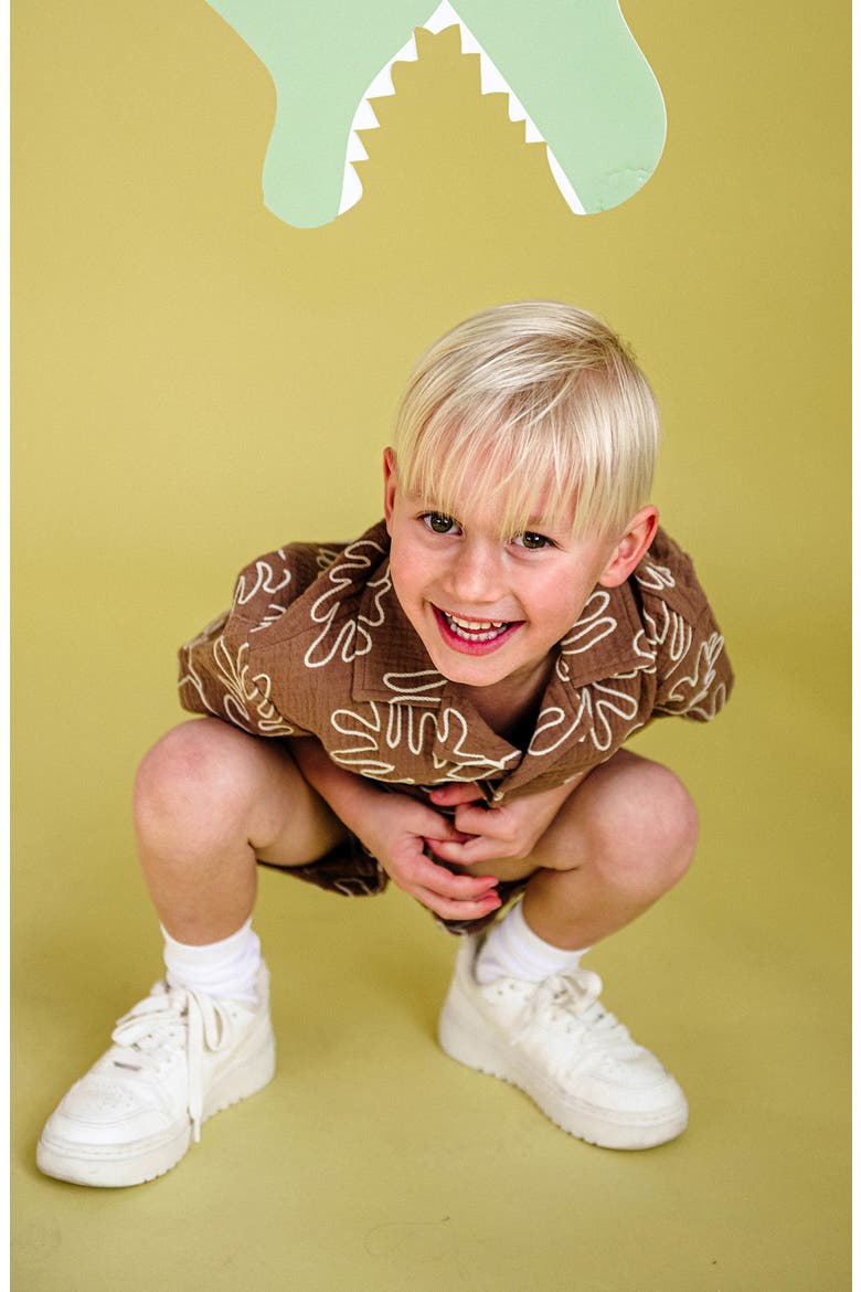 Kids' Everyday Textured Shorts, Alternate, color, CHOCOLATE