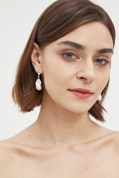 Classicharms Doris Freshwater Baroque Pearl Drop Earrings In Silver