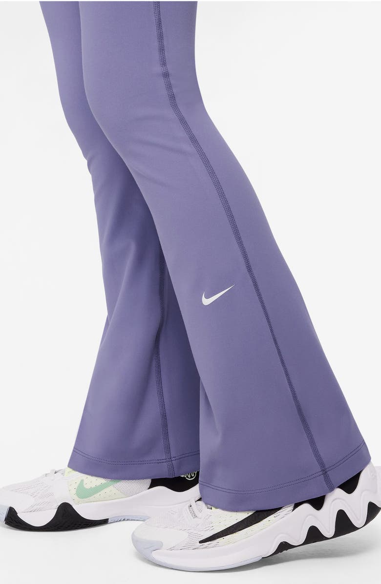 Nike Kids' Nike One Dri-FIT Flare Leggings, Alternate, color, Dusty Amethyst/ White