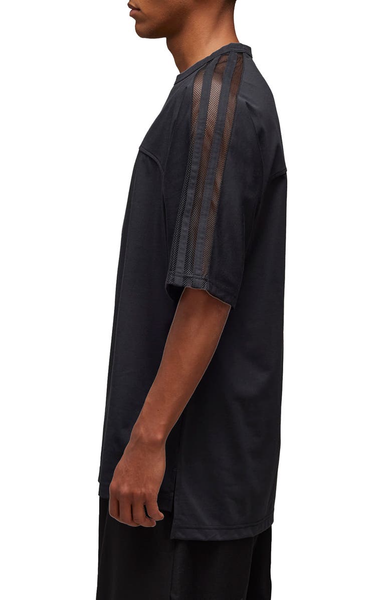 Y-3 Mesh Panel Cotton Blend T-Shirt, Alternate, color, 