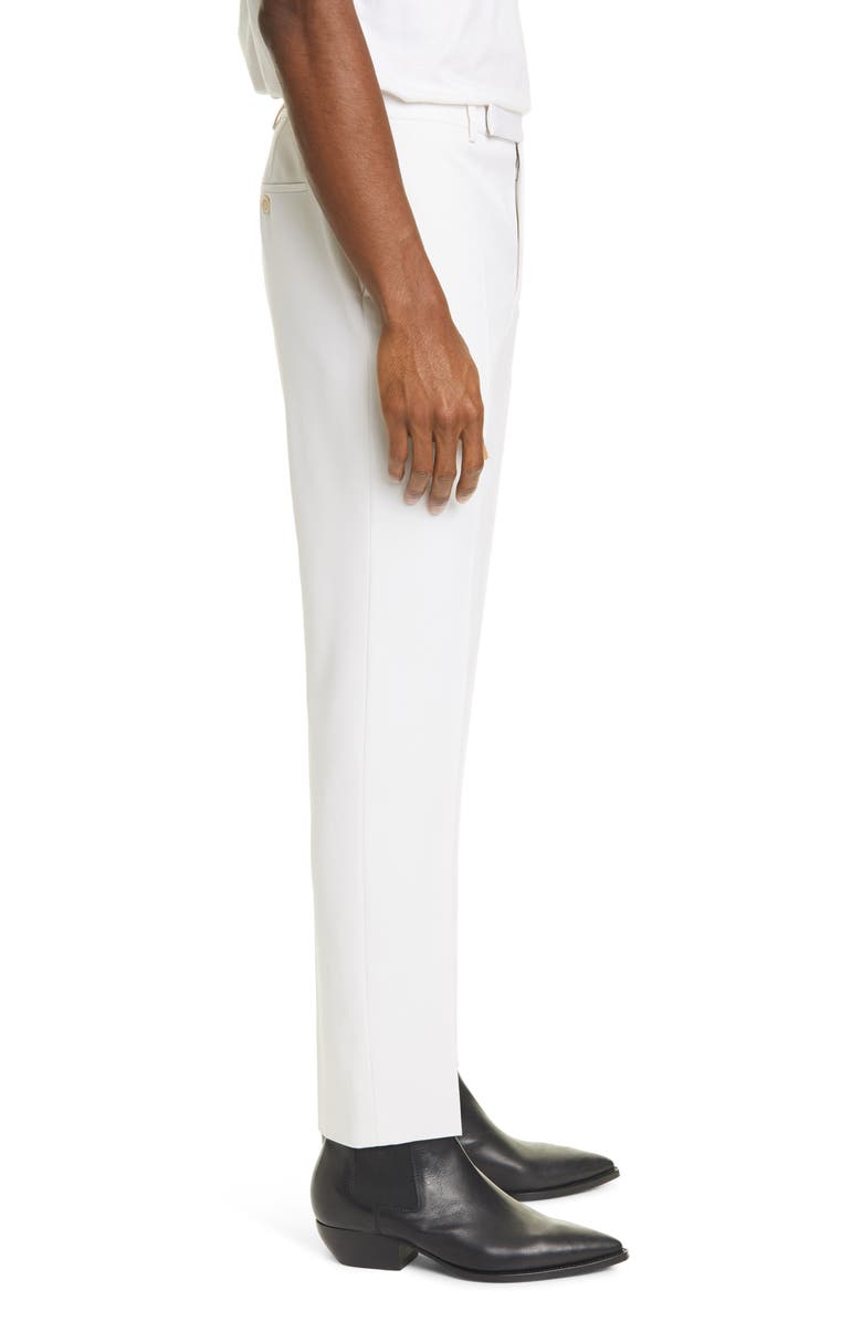 Saint Laurent White Wool Straight Leg Pants, Alternate, color, 