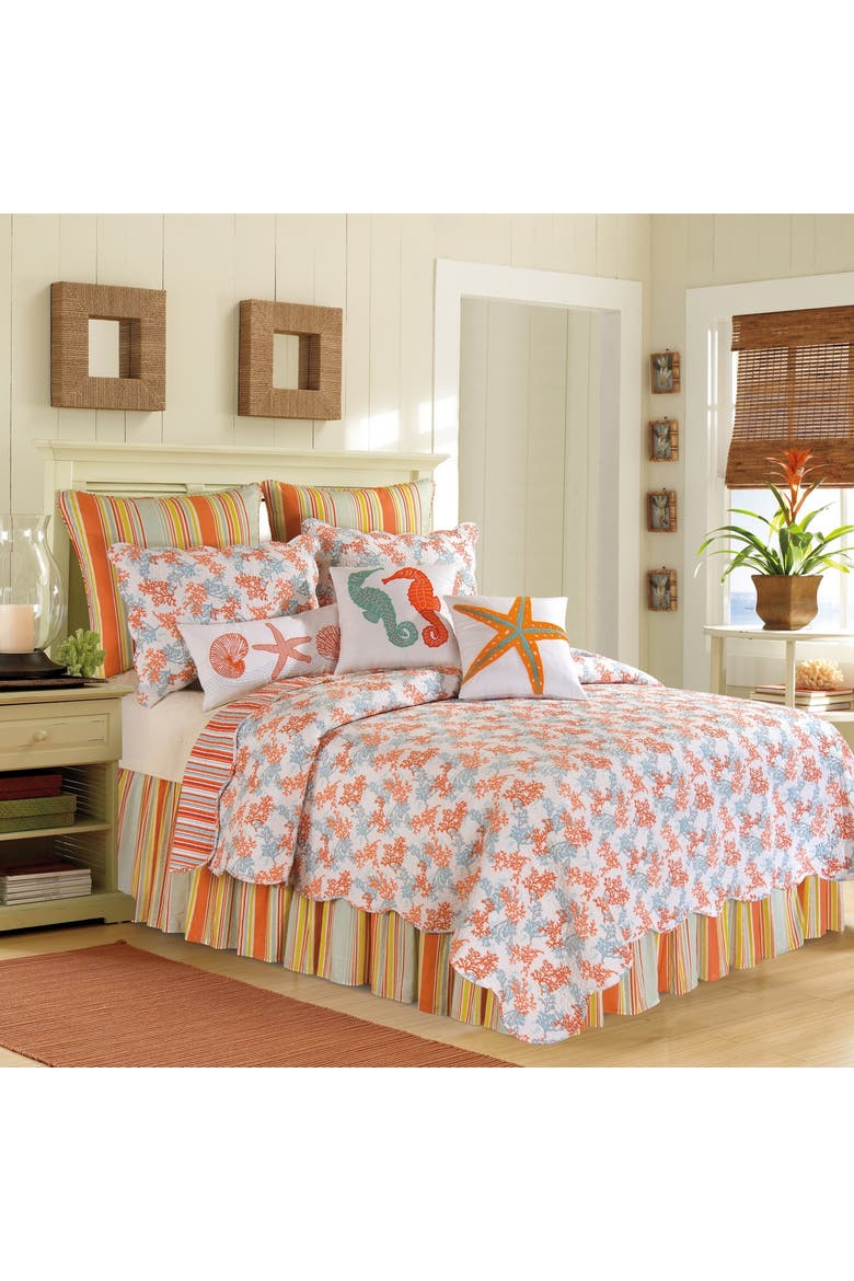 Catalina Coral King Quilt, Main, color, Orange
