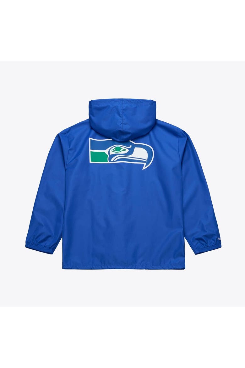 Men's Mitchell & Ness Royal Seattle Seahawks Coaches Full-Snap Hooded Windbreaker Jacket, Alternate, color, Royal
