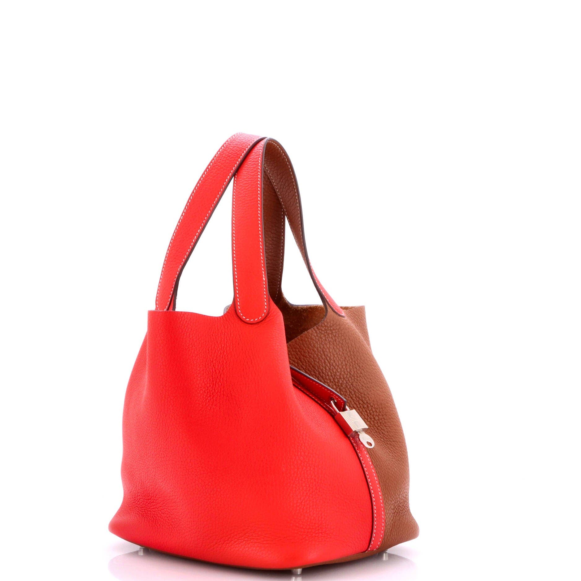 Picotin Lock Bag Bicolor Clemence MM, Alternate, color, Red