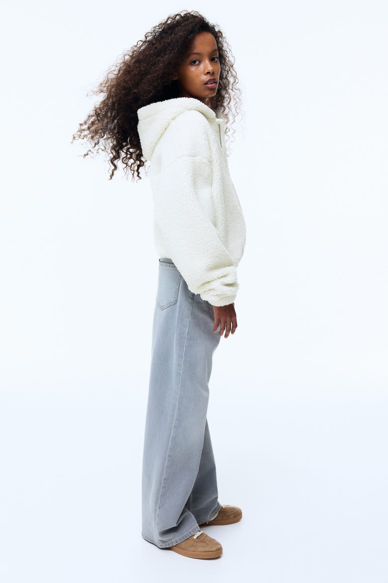 Teddy Zip-through Hoodie, Alternate, color, White/SmileyWorld®