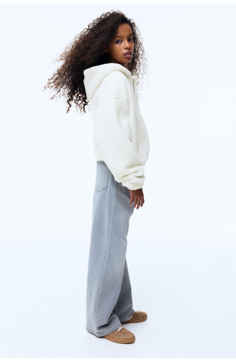 H&M Teddy Zip-through Hoodie, Alternate, color, White/Smileyworld®
