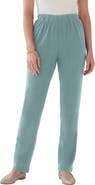 Roaman's Plus Size Soft Knit Relaxed Pull-On Straight Leg Pant