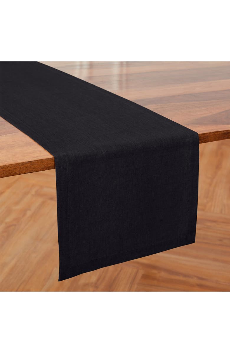 Solino Home Linen Table Runner for Dining Table, Holiday and Everyday Table Decor - Diana, Main, color, Black
